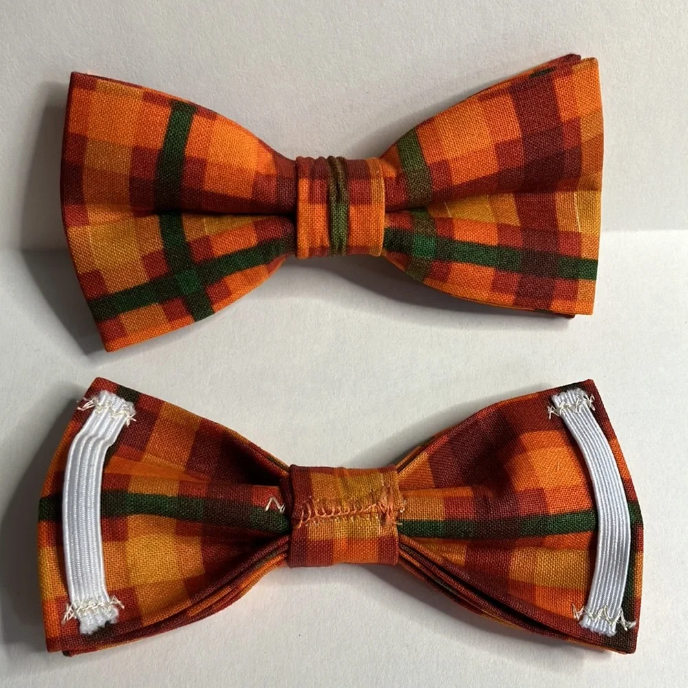 Pet Bowtie in a Fall Plaid for Halloween & Thanksgiving